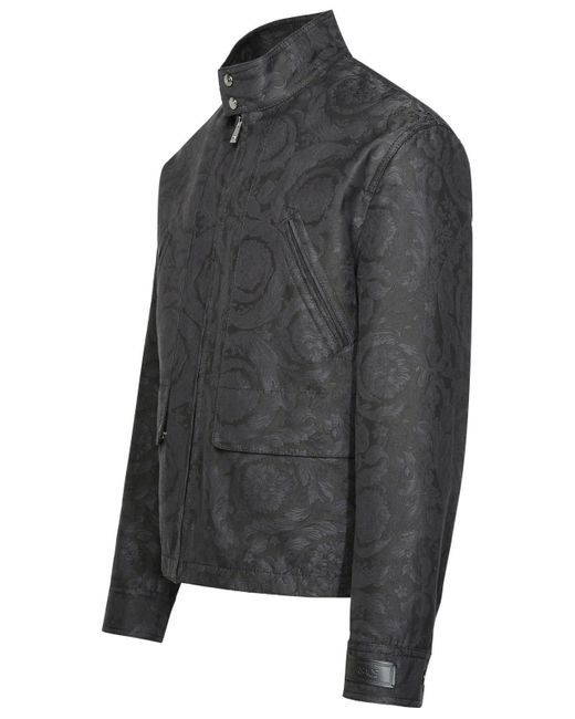 Versace Gray 'baroque' Anthracite Cotton Jacket for men