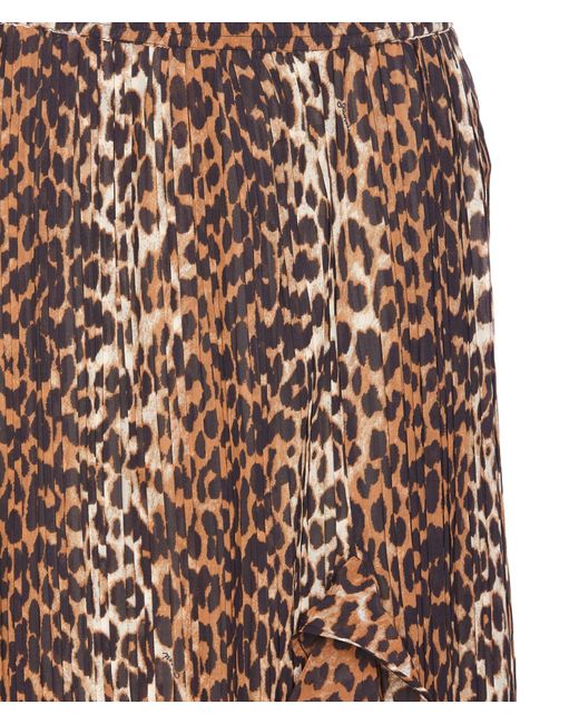Ganni Brown Leopard Print Midi Skirt