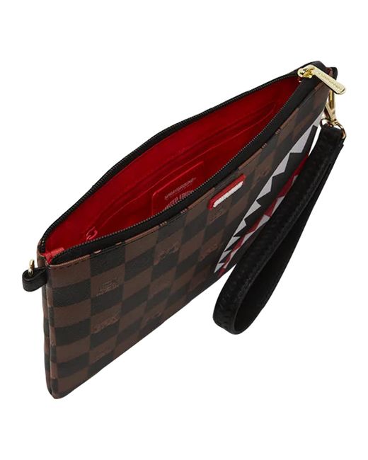 【Sprayground】Pochette Peeking Character Check Sprayground Peeking Character Check Pochette in Black for