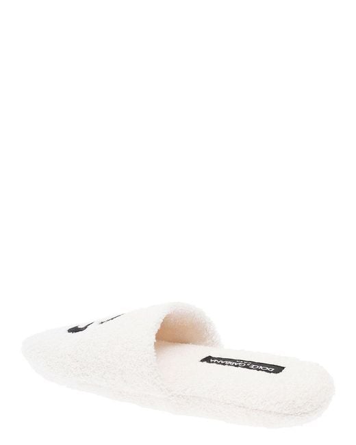 Dolce & Gabbana White Slippers Terry Cotton