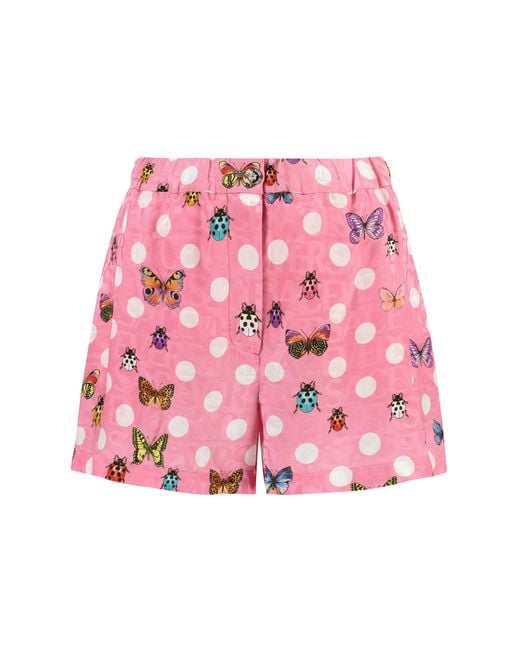 Versace Pink Silk Blend Shorts Viscose