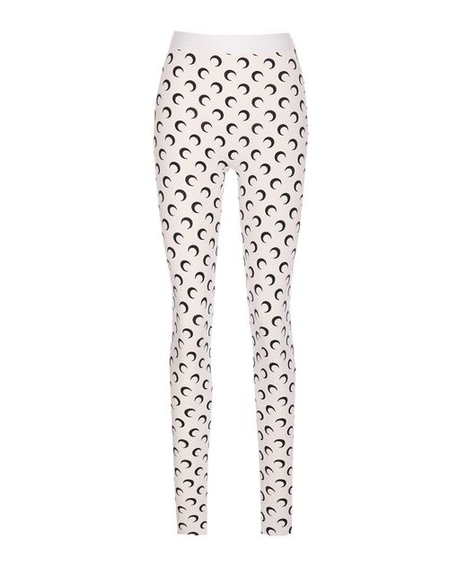 MARINE SERRE White Moon Printed Leggings