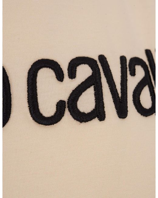 Roberto Cavalli Natural Ivory T-shirt With Logo