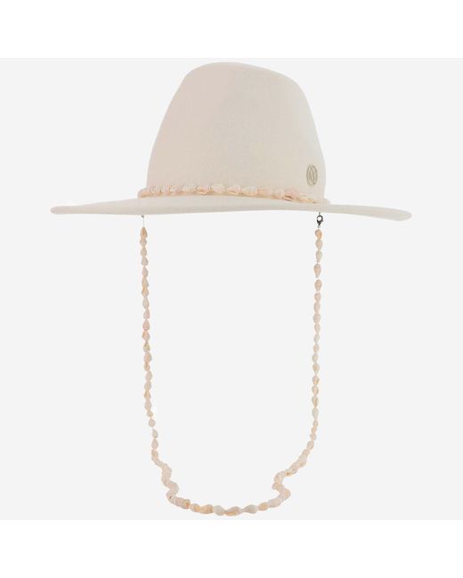 Maison Michel White Kyra Wool Felt Hat With Shells