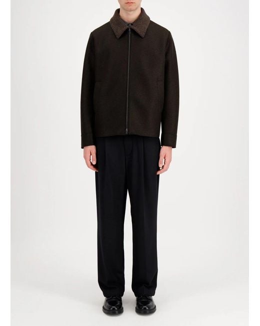 Harris Wharf London Black Veste Golf London En Laine Pressée Et Bouclette Brun Foncé Jacket for men