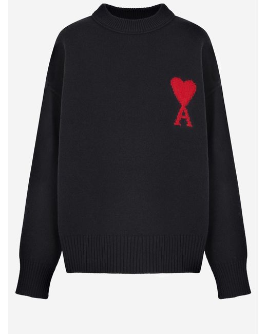 AMI Blue Wool Crew-Neck Sweater Virgin for men