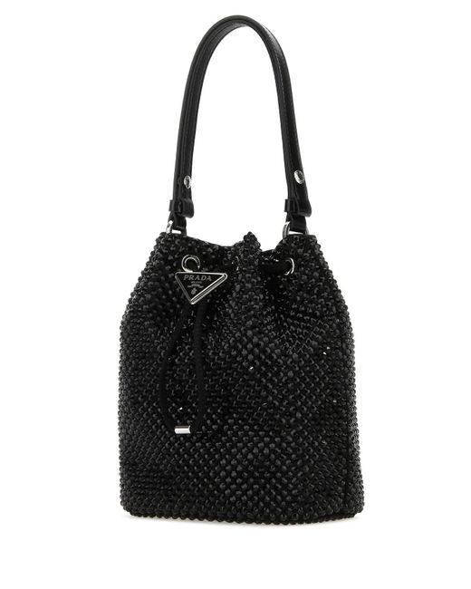 Prada Black Mini Satin Crystal-embellished Pouch Bag