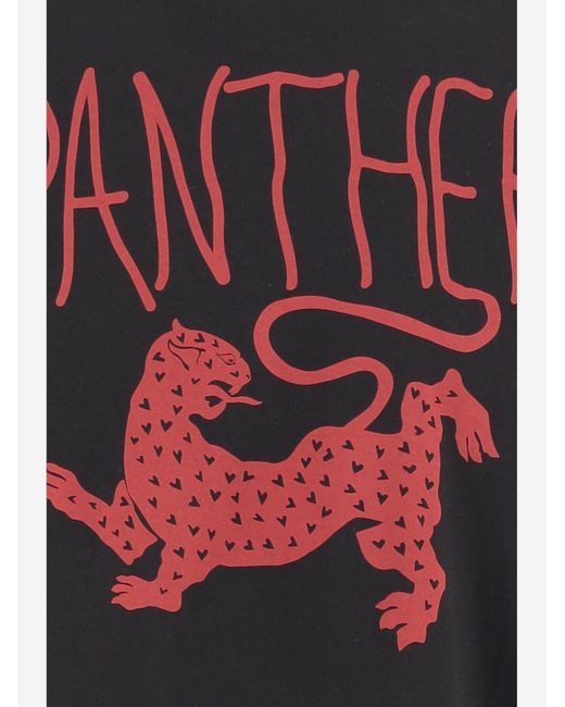 Valentino Red Cotton T-Shirt With Panther Print T-Shirts & Jerseys