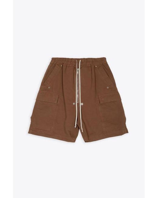 Rick Owens Brown Cargobela Shorts Cotton Baggy Cargo Shorts for men
