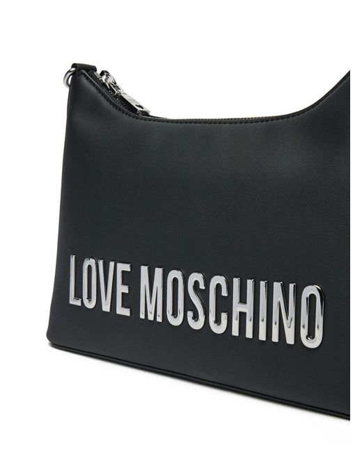 Moschino Black Logo Plaque Shoulder Bag