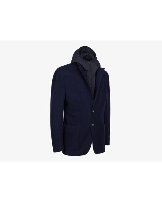 Sease Blue Hooded Blazer Jacket for men
