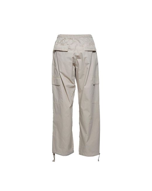MSGM Gray Straight-Leg Drawstring Cargo Trousers for men