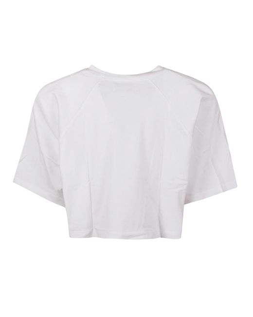 Fiorucci White Angel Patch Cropped Padded T-Shirt