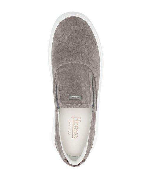 Herno Gray Suede Sneakers for men