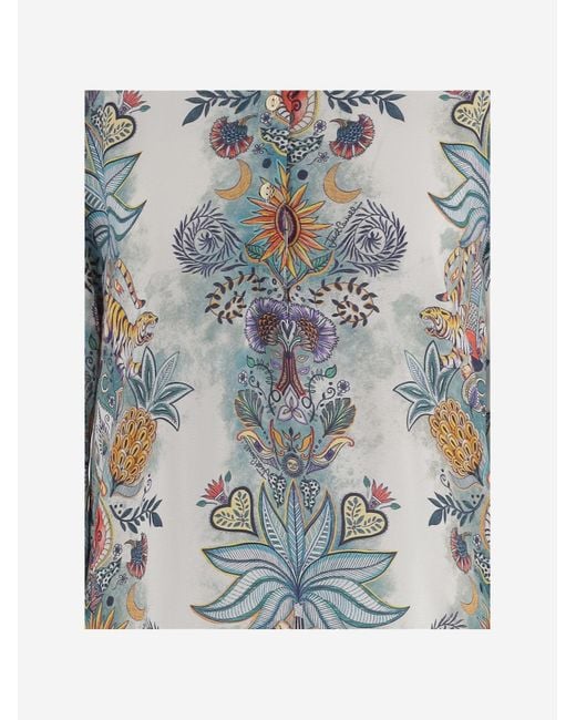 Just Cavalli Gray Shirt Viscose With Botanical Print