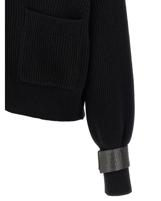 Brunello Cucinelli Black Monile Cuff Cardigan
