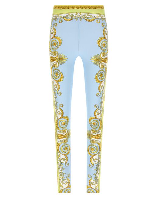 Versace Blue 'Spring Barocco' Leggings