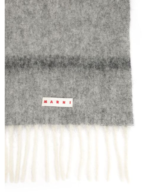 Marni White Striped Alpaca Scarf
