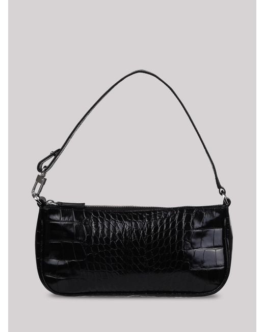 BY FAR Rachel Crocodile effect Shoulder Bag in Black Lyst