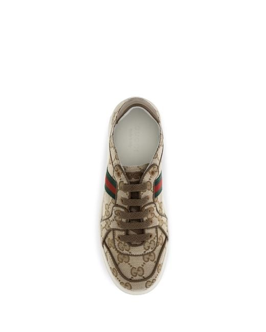Gucci Metallic Sneakers Gg Monogram Web Detail Upper Fabric Trainers for men