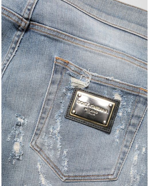 Dolce & Gabbana Blue Distressed Skinny Denim Jeans Cotton Elastane Clothing for men