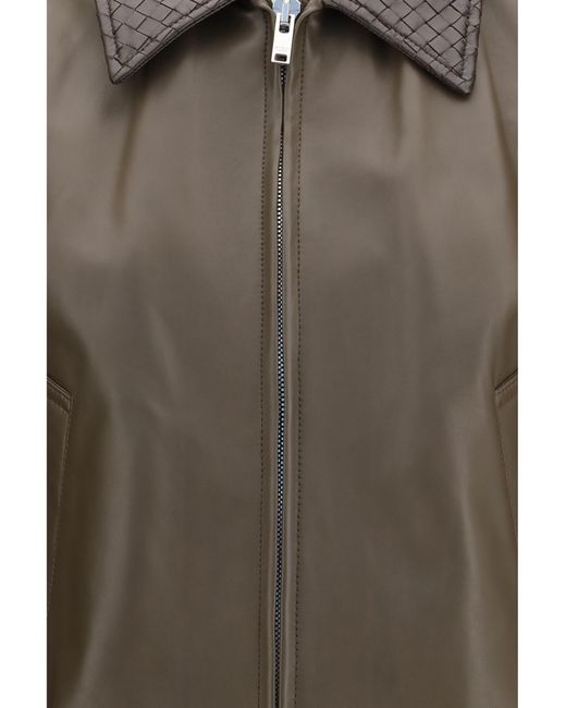 Bottega Veneta Brown Leather Jacket Glossy Lambskin Shirt