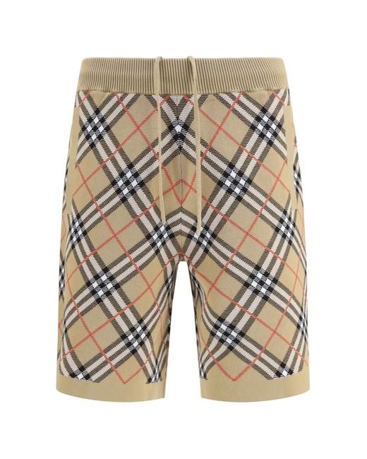 Burberry White Check Cotton Blend Shorts Sand Ip Cotton; Polyamide; Elastane Bermuda for men