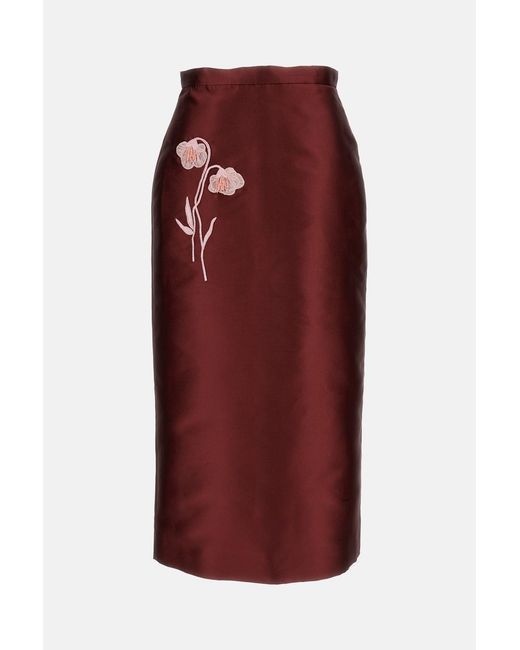 Erdem Red Skirts Polyester Silk