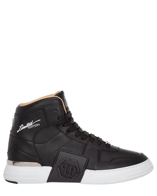 Philipp Plein Phantom Kick$ Leather High-top Sneakers in Black for Men ...