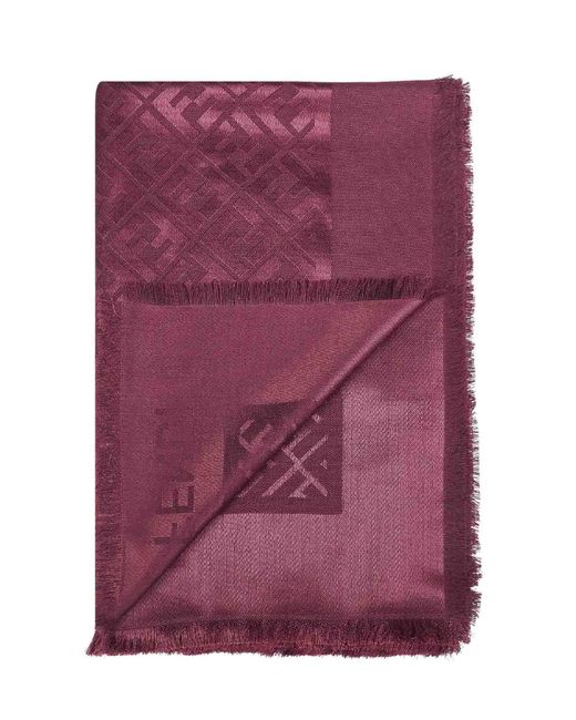 Fendi Purple Silk And Wool Ff Shawl