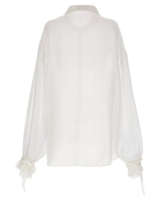 Saint Laurent White Striped Silk Shirt Shirt, Blouse for men