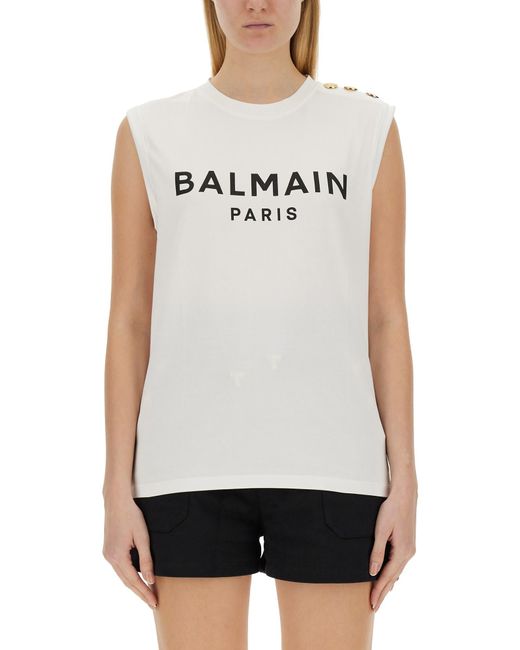 Balmain White Camisole With Three Buttons