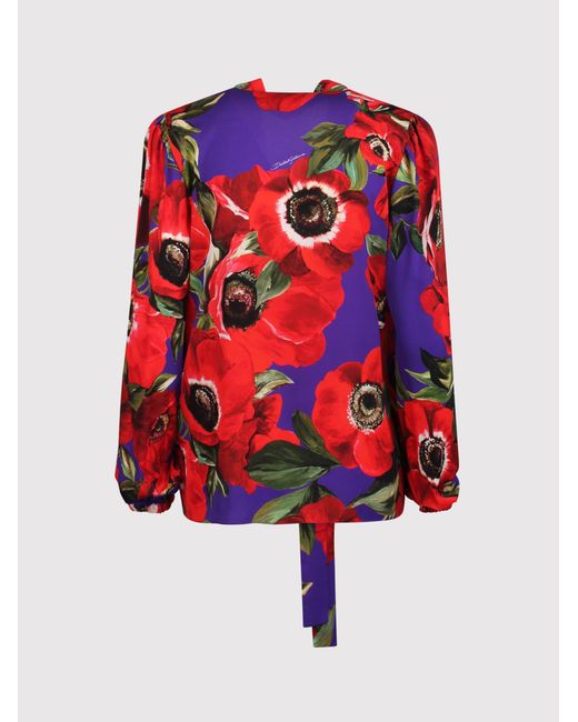 Dolce & Gabbana Red Dolce & Gabbana Floral-Print Blouse