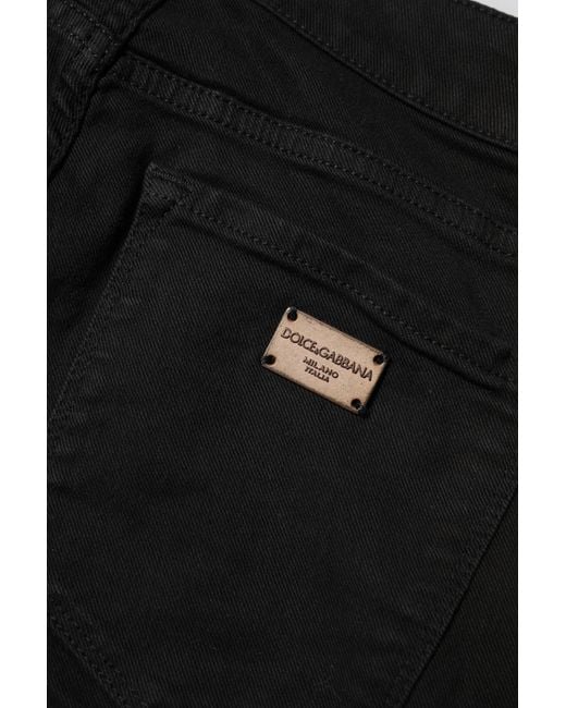 Dolce & Gabbana Black Cotton Skinny Mid Waist Denim Jeans Elastane Clothing