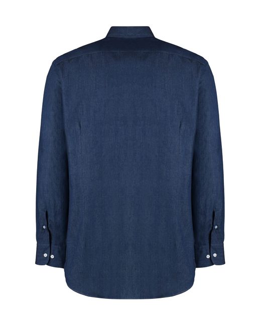 Etro Blue Button-down Collar Cotton Shirt for men