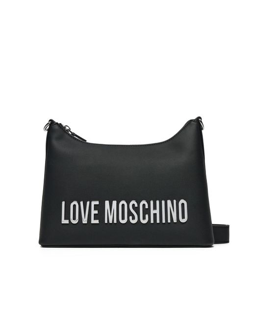 Moschino Black Logo Plaque Shoulder Bag