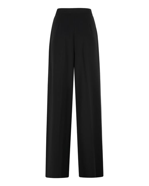 Max Mara Black Laccato Cady Trousers Triacetate Wide-Leg