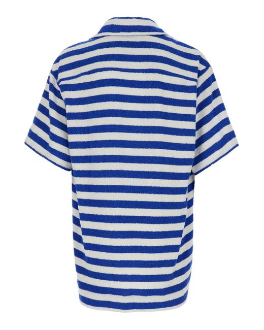 Vivienne Westwood Blue And Striped Bowling Shirt With Orb Embroidery for men