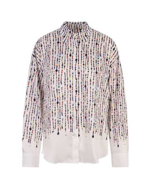 MSGM White Shirt With Multicolour Bead Print