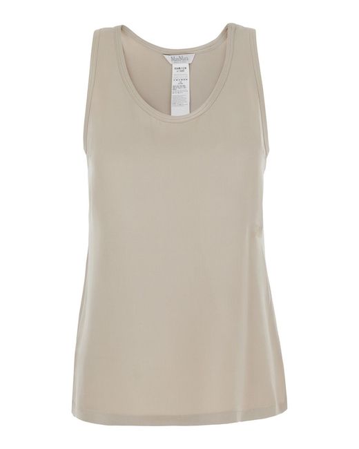 Max Mara Natural Sleeveless Top Pavido Silk Tops