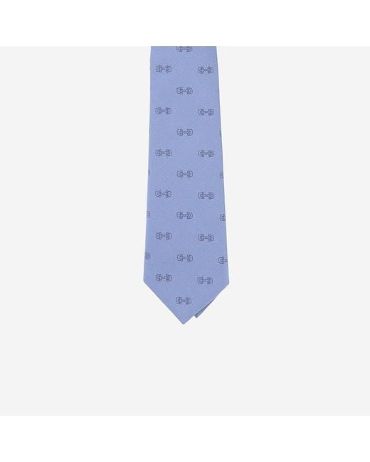 Gucci Blue Silk Tie Morsetto Print Ties & Bow for men
