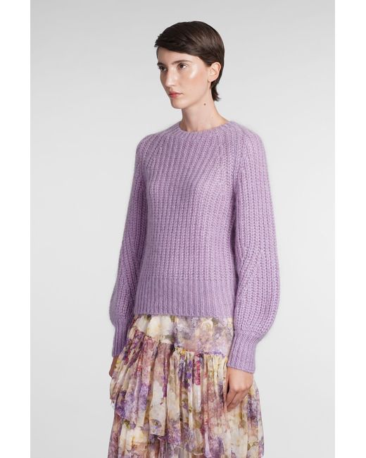 Zimmermann Purple Knitwear In Viola Wool