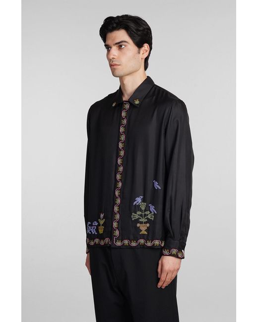 Bode Shirt In Black Silk for men