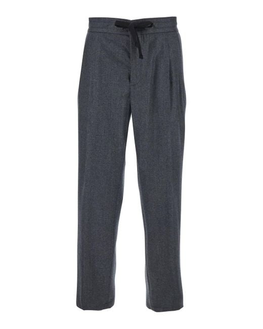 Dolce & Gabbana Blue Pants With Drawstring Waist for men