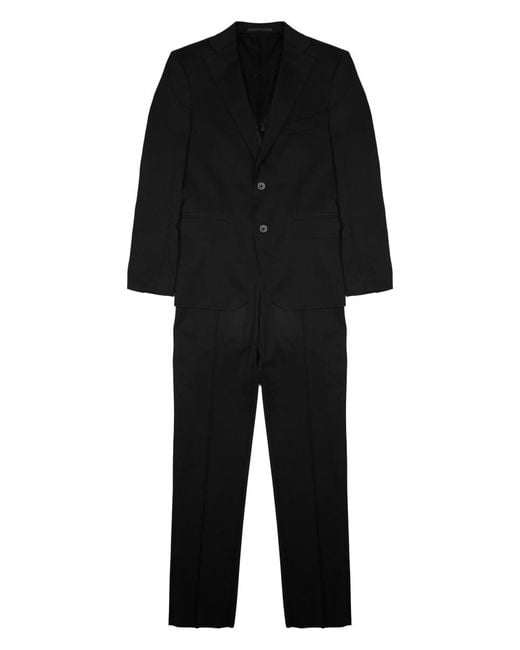Colamarino Black Suit With Single-Breasted Jacket, Wool-Blend Polyester Virgin Wool Spandex Suits for men