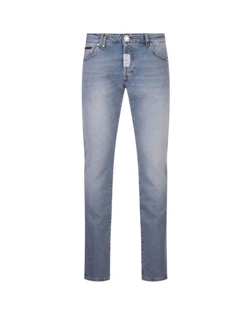 Philipp Plein Blue Super Straight Cut Premium Jeans for men