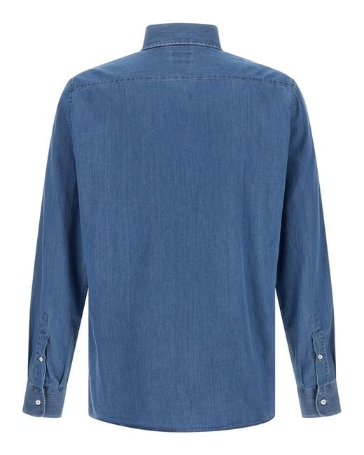 Brunello Cucinelli Blue Cotton Blouse for men