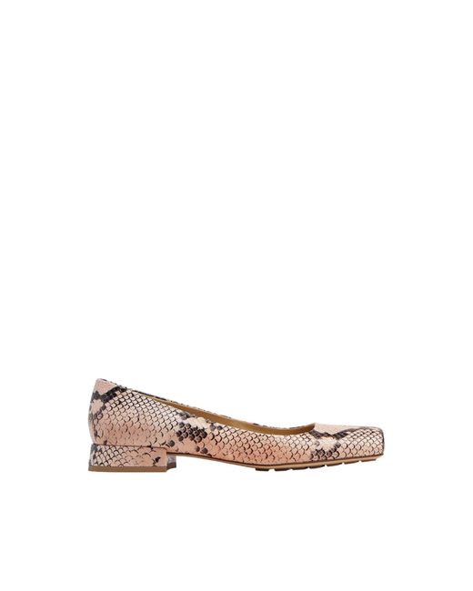 Bottega Veneta Pink Tower Python-Print Ballerina Shoes
