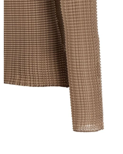 Issey Miyake Brown Wooly Pleats-66 Blouse