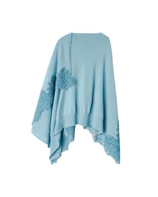 Ermanno Scervino Blue Light 100% Cashmere Knitted Mantella